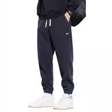 顶峰保罗 美式重磅加绒加厚潮牌弹力抽绳显高显瘦束脚哈伦卫裤无性别主义宽松大码运动长裤简约百搭高街休闲裤 男女同款