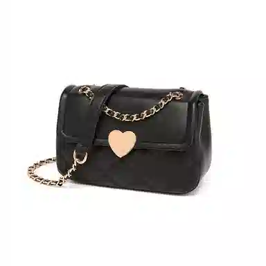 红蜻蜓 爱心设计通勤日常百搭气质小众设计 合成革 单肩包 常规 女款 黑色/咖啡色