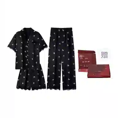 顶瓜瓜 家居女舒适可外穿蝴蝶满印翻领服睡衣礼盒 女款
