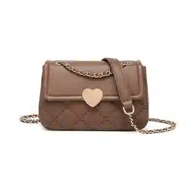 红蜻蜓 爱心设计通勤日常百搭气质小众设计 合成革 单肩包 常规 女款 黑色/咖啡色