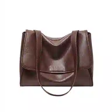 纳兰杜 复古通勤百搭休闲 牛皮拼合成革 邮差包单肩包 女款 植鞣咖色/植鞣黑色