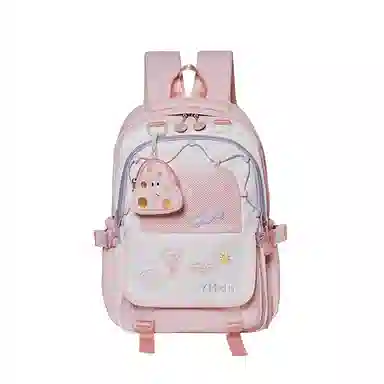 纳兰杜 书包女小学初中高中学生大容量高颜值学院风可爱百搭 织物 双肩包 大号 女款 黄色/粉色/蓝色