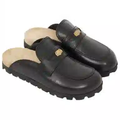 Miu Miu Round Toe Mule Slippers Black