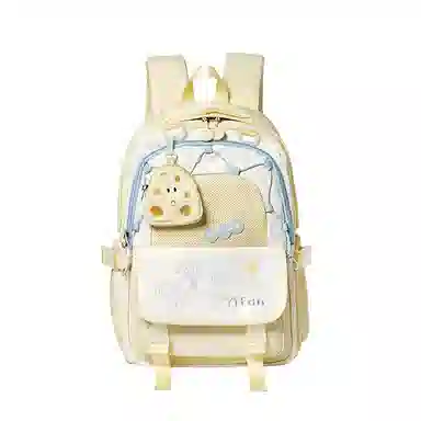 纳兰杜 书包女小学初中高中学生大容量高颜值学院风可爱百搭 织物 双肩包 大号 女款 黄色/粉色/蓝色