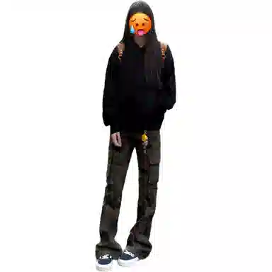 臣目 美式迷彩工装裤直筒潮牌痞帅炸街弯刀裤窄版修身微喇牛仔裤 男女同款