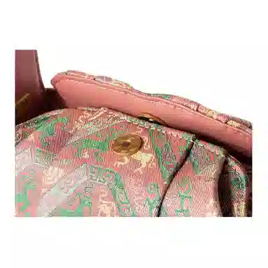 上海故事 福禄祥鸟新中式国风真丝真皮 牛皮 褶皱包手提包 女款 蜜粉色