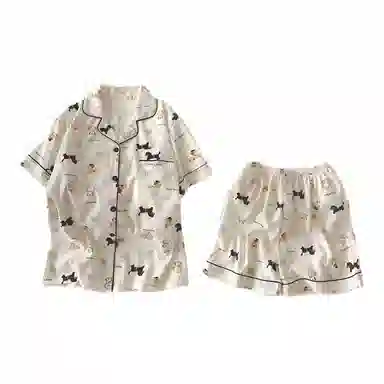 静英鸾 可爱甜美风宽松短袖短裤休闲家居服睡衣套装 女款