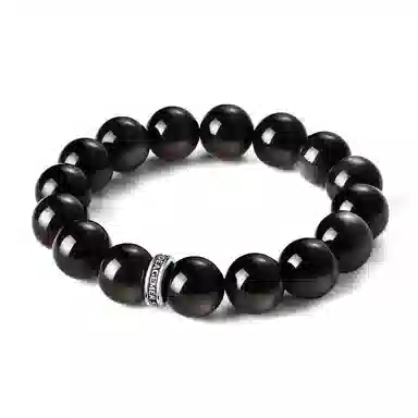 IDEAGEMER Energy Beads Bracelet Black Obsidian