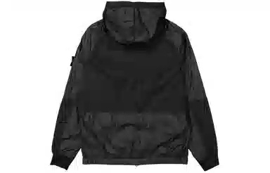Stone Island Metal Nylon Logo Zip Hoodie Black