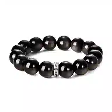 IDEAGEMER Energy Beads Bracelet Black Obsidian
