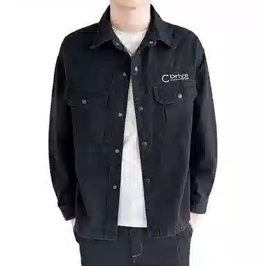 太子龍 美式复古纯色翻领工装春秋季潮牌韩版宽松衣服牛仔外套 男款