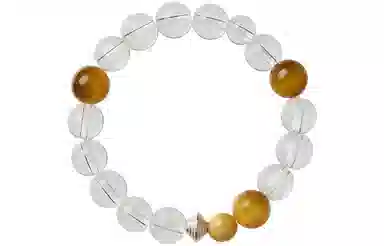 石头记 轻奢小众精致金虎眼串珠 晶体透亮纯净 清透氛围感白月光 优雅高级感 通勤百搭贵气感#好运礼盒款天然 白水晶 手串 女款