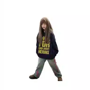 望莱仕 美式街头秋季斑驳字母印花连帽潮流男女国潮宽松卫衣 女款
