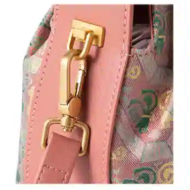 上海故事 福禄祥鸟新中式国风真丝真皮 牛皮 褶皱包手提包 女款 蜜粉色