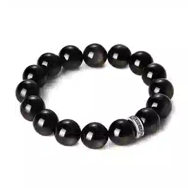 IDEAGEMER Energy Beads Bracelet Black Obsidian
