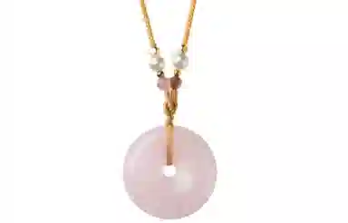 石头记 平安扣粉晶芙蓉石锁骨链 新中式国风设计 水逆退散 吉祥如意八方来财 时来运转珠 本命年红色转运配饰 礼盒款 粉水晶 项链 女款