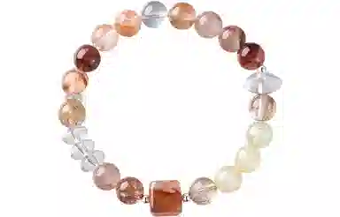 石头记 日落金沙手饰 吸金暴富招财纳福新中式国风黄红发晶 红胶花白串珠 诸事顺利 显白高级感好运天然 多色水晶 手串 女款