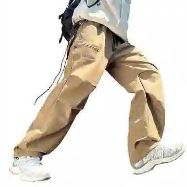 顶峰保罗 美式高街防风防水软壳机能风直筒裤无性别主义户外登山骑行山系伞兵工装褶皱运动阔腿长裤显高显瘦宽松百搭垂感休闲裤 男女同款