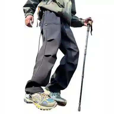 顶峰保罗 美式高街防风防水软壳机能风直筒裤无性别主义户外登山骑行山系伞兵工装褶皱运动阔腿长裤显高显瘦宽松百搭垂感休闲裤 男女同款