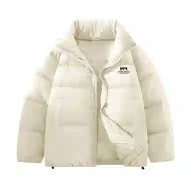 鸭鸭 经典暖冬系列 简约字母印花设计感青少年基础款立领拉链纯色套头学生党好物宽松休闲百搭 防寒保暖显瘦羽绒服 男女同款