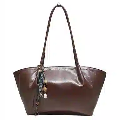 百思图 优雅复古简约百搭舒适时尚 人造革 单肩包 大号 女款 棕色/黑色