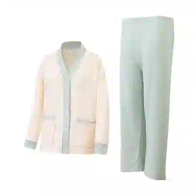 静英鸾 德绒长袖长裤和尚领开衫纯色简约小清新两件套家居服秋冬季保暖套装 女款
