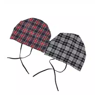 氧气樱桃 美式复古格纹绑带辣妹时髦显脸小嘻哈 棉 其他帽子 男女同款情侣款