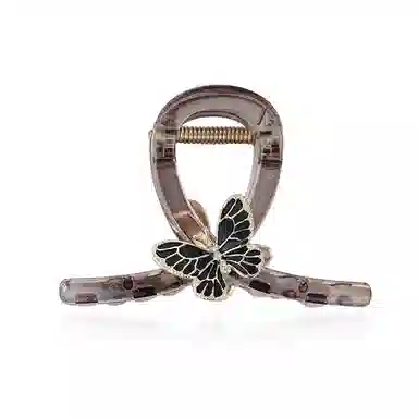 沂茹 时尚森系精致简约几何优雅气质浅灰色飞舞蝴蝶中号后脑勺盘发日常通勤百搭小香风温柔气质#好运 亚克力 发夹 女款