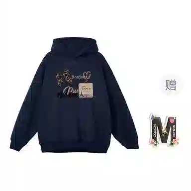 棉购 美式连帽加绒加厚外套学生舒适休闲百搭个性印花卫衣 女款