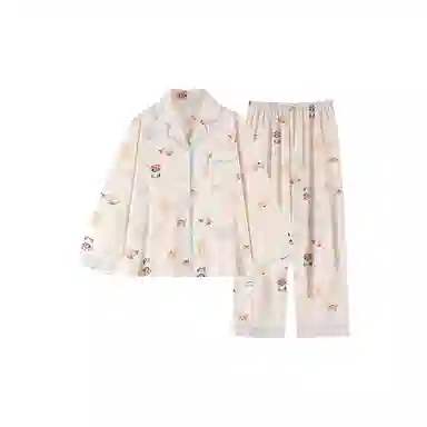 静英鸾 柯基图案简约舒适可外穿家居服睡衣套装 女款