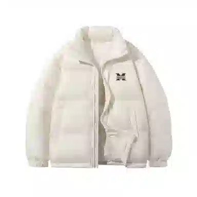 鸭鸭 经典暖冬系列 简约字母印花高级感青少年基础款拉链设计学生党好物宽松休闲百搭 防寒保暖显瘦立领羽绒服 男女同款