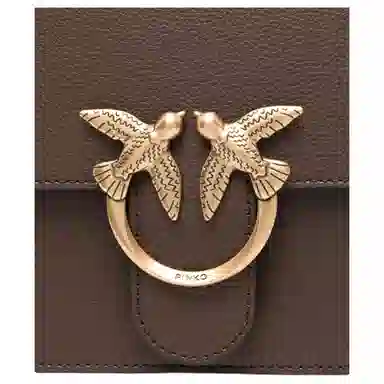 PINKO Love Birds Leather Tote Brown