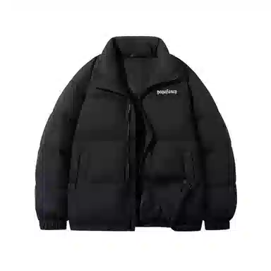 鸭鸭 趣味哥特字母印花加厚保暖休闲宽松立领无帽无性别面包服暗黑外套羽绒服 男女同款