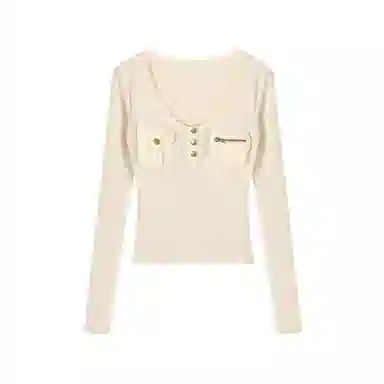 YGPRW U-Neck Pocket Long Sleeve Tee