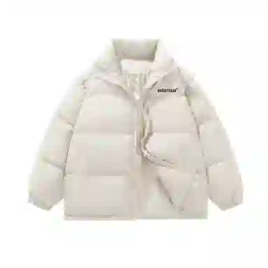 鸭鸭 基础款简约字母印花设计感青少年户外运动防风防水宽松休闲百搭舒适柔软立领高街面包保暖冬季羽绒服 男女同款