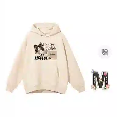棉购 美式连帽加绒加厚外套学生舒适休闲百搭个性印花卫衣 女款