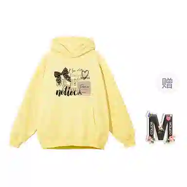 棉购 美式连帽加绒加厚外套学生舒适休闲百搭个性印花卫衣 女款