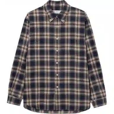 Dunst UNISEX CHECK FLANNEL SHIRT NAVY