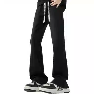 布客行 美式复古废土风水洗直筒修身基础款高街透气舒适亲肤休闲百搭微喇弯刀纯色抽绳弹力长裤牛仔裤 男女同款