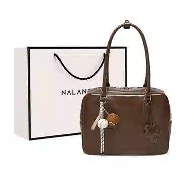 纳兰杜 时尚百搭复古高级 合成革 单肩包 常规 女款 咖色