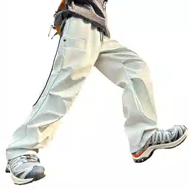 顶峰保罗 美式高街防风防水软壳机能风直筒裤无性别主义户外登山骑行山系伞兵工装褶皱运动阔腿长裤显高显瘦宽松百搭垂感休闲裤 男女同款