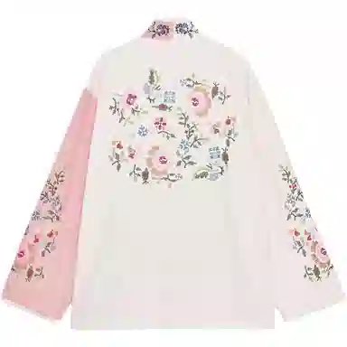 ZARA Colorblock Floral Embroidered Shirt