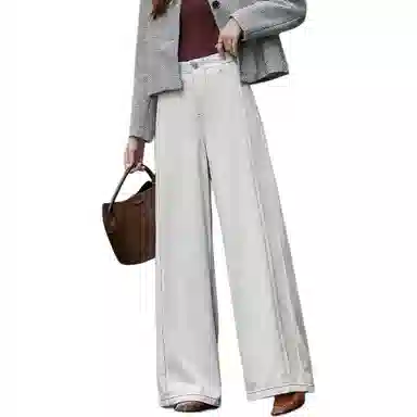 【dme】 秋季立体撞色辑线分割裤直筒小个子舒适显瘦复古时尚百搭宽松大气牛仔裤 女款