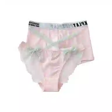 MIIOW Couple Set Lace Trim Low Waist Bow Triangle Panties