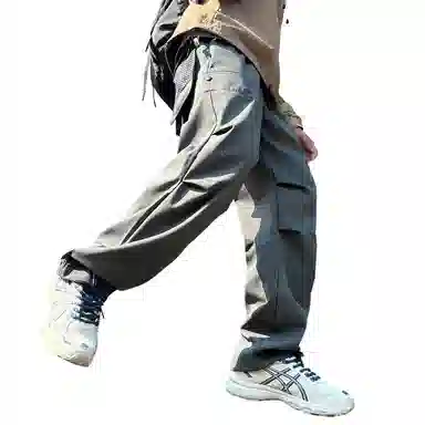 顶峰保罗 美式高街防风防水软壳机能风直筒裤无性别主义户外登山骑行山系伞兵工装褶皱运动阔腿长裤显高显瘦宽松百搭垂感休闲裤 男女同款