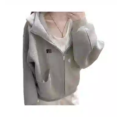 望莱仕 秋冬美式高领连帽开衫百搭宽松拉链外套上衣卫衣 女款