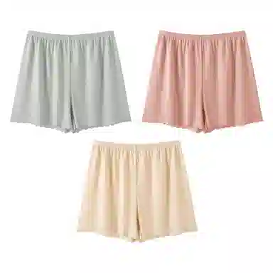 二三二三 清新冰丝无痕亲肤柔软舒适女士纯色防夹臀防走光安全裤透气不闷汗可外穿简约日常打底短裤组合装 平角内裤 女款
