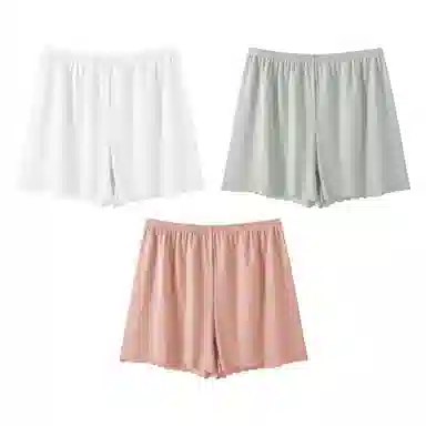 二三二三 清新冰丝无痕亲肤柔软舒适女士纯色防夹臀防走光安全裤透气不闷汗可外穿简约日常打底短裤组合装 平角内裤 女款