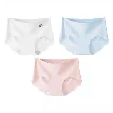 二三二三 清新山茶花奶皮隐形无痕可爱花边亲肤柔软舒适透气吸汗纯色简约日常百搭短裤组合装三角内裤 女款