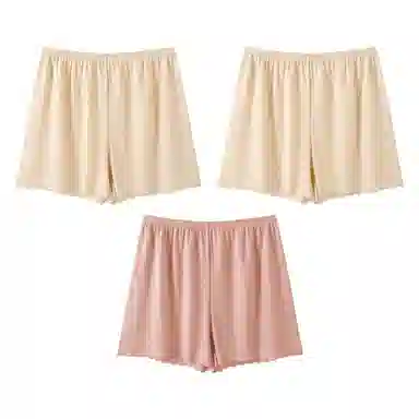 二三二三 清新冰丝无痕亲肤柔软舒适女士纯色防夹臀防走光安全裤透气不闷汗可外穿简约日常打底短裤组合装 平角内裤 女款